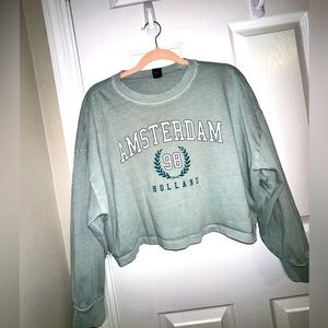 Teal Blue Amsterdam long sleeve crop